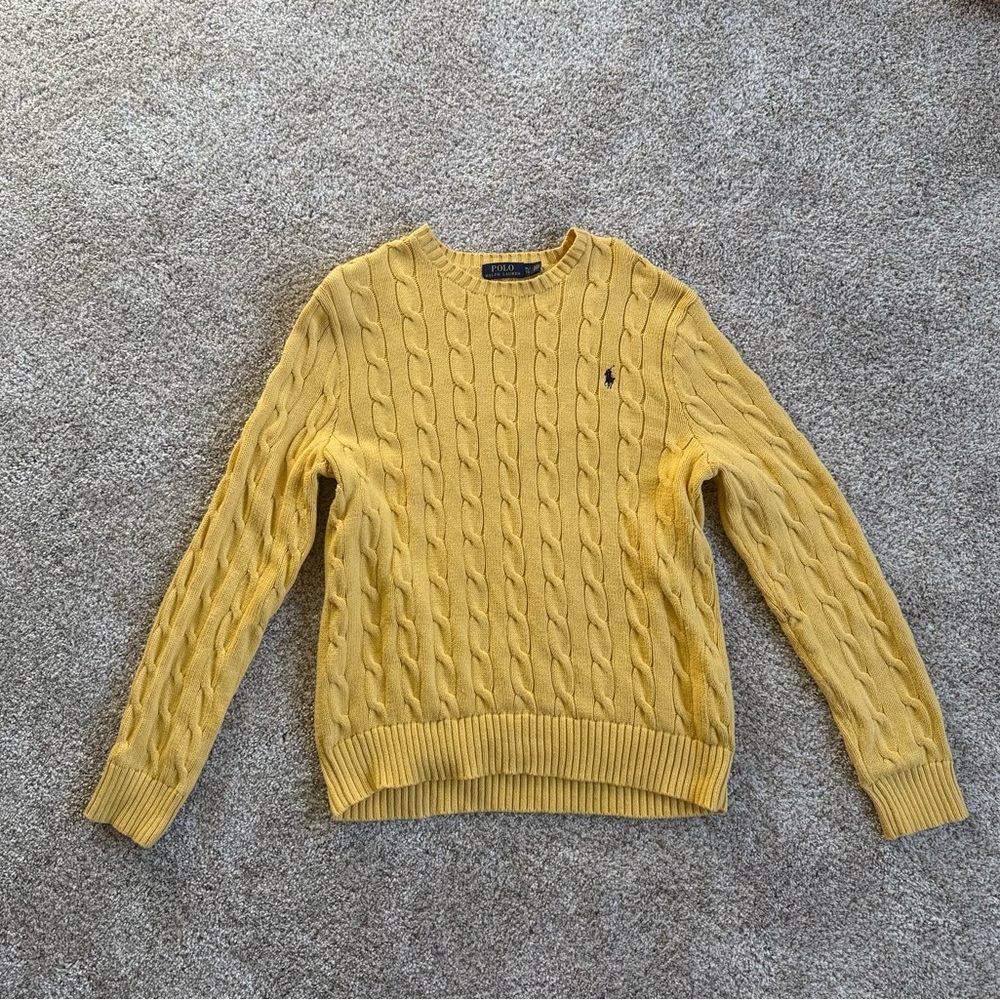 Polo Ralph Lauren Men's Yellow Cable-Knit Crewneck Sweater
